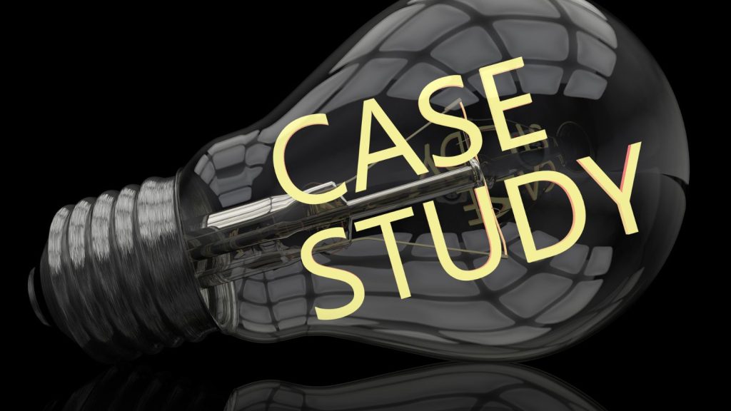 Case study concept with case study written on a bulb