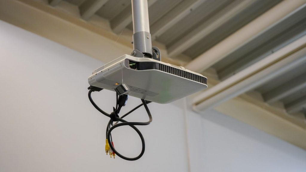 Ceiling Projector with cable and wires connected